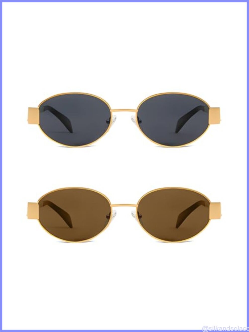 Retro Oval Sunglasses UV400 Metal Frame Unisex Designer Shades - Picture 2 of 5